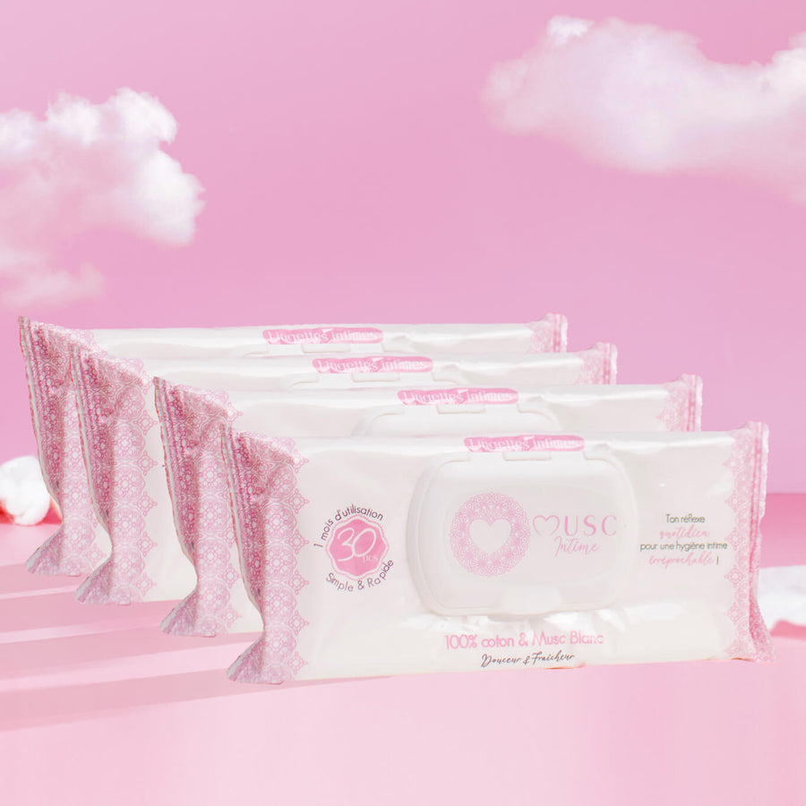 Lingettes toilette Intime au Musc Blanc x120 - lot de 4