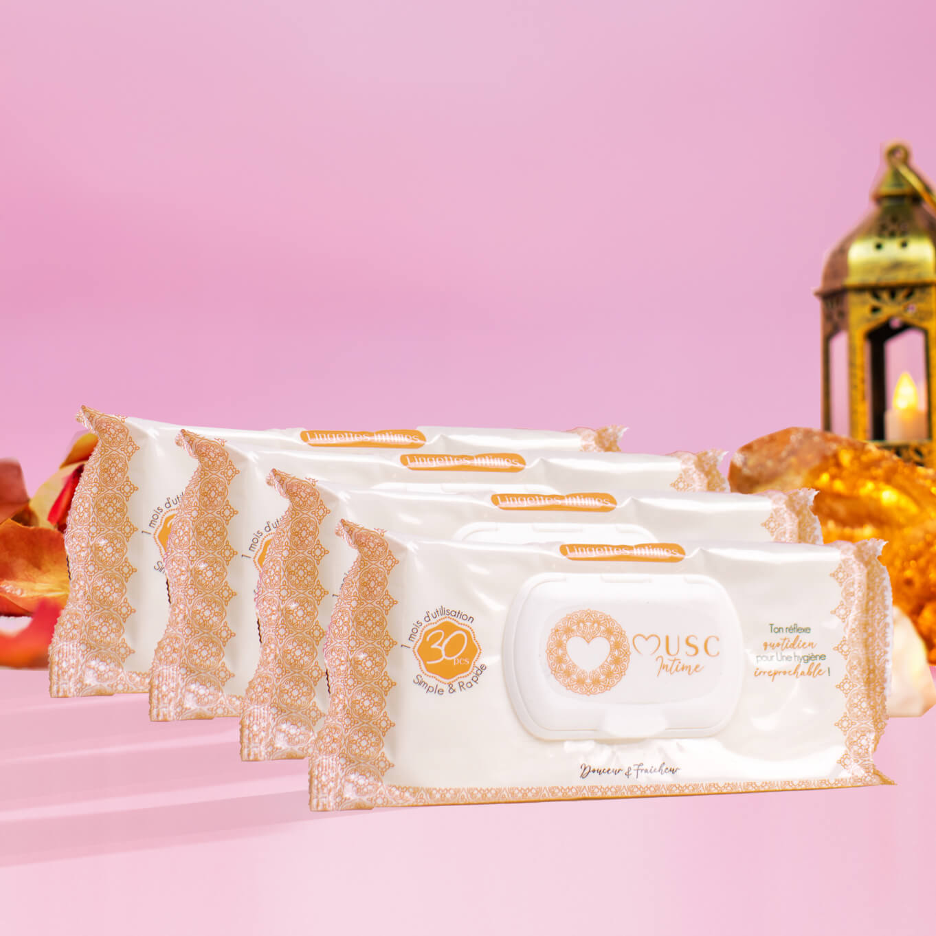 Lingettes toilette Intime Amber Flower x120 - lot de 4