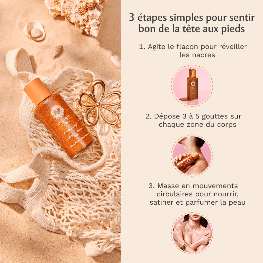 Huile Glow Pailletée Corps Amber Flower
