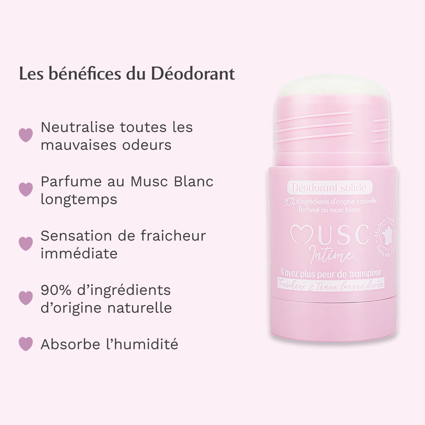 3 déodorants au Musc Blanc