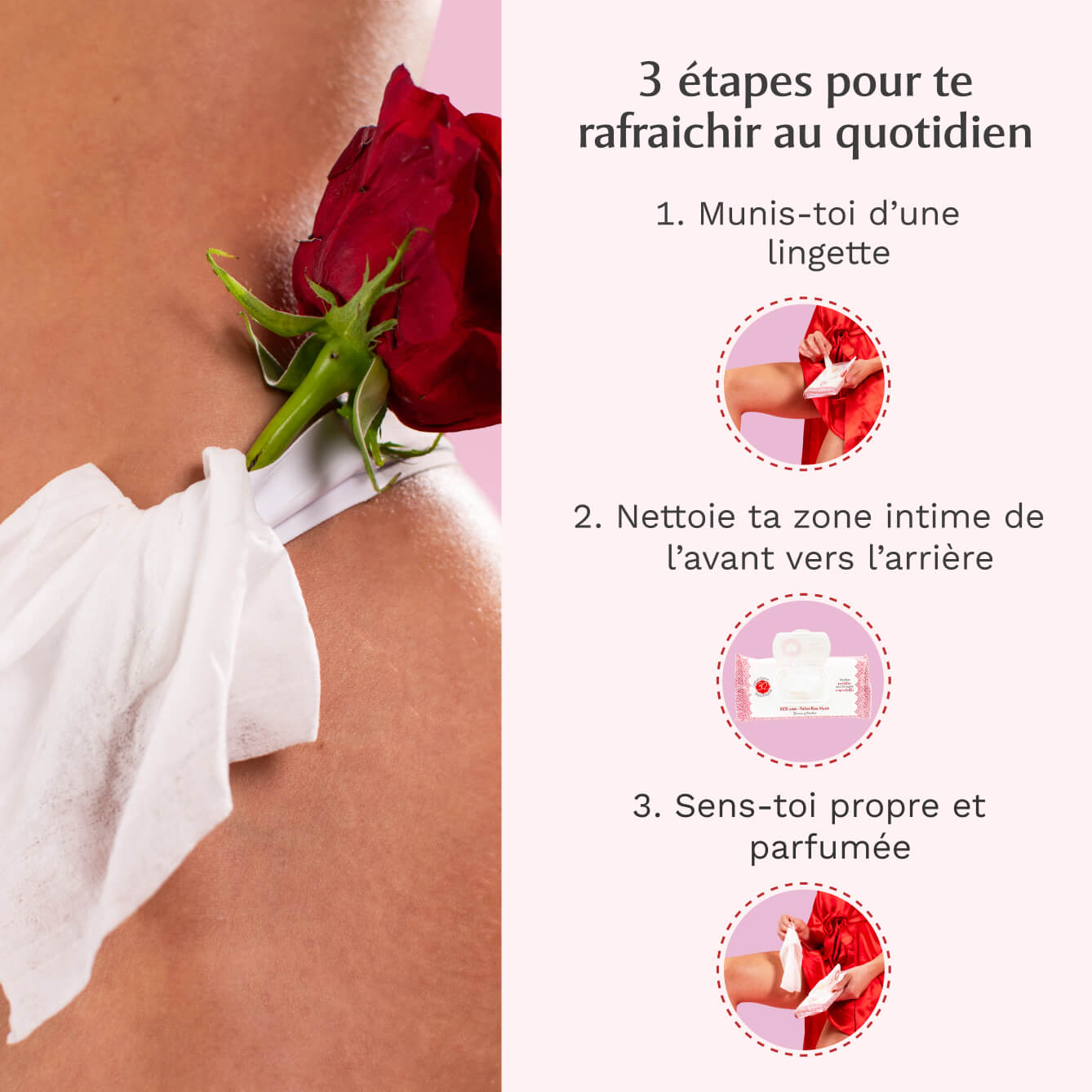 Lingettes toilette Intime Rose Mystik x120 – lot de 4