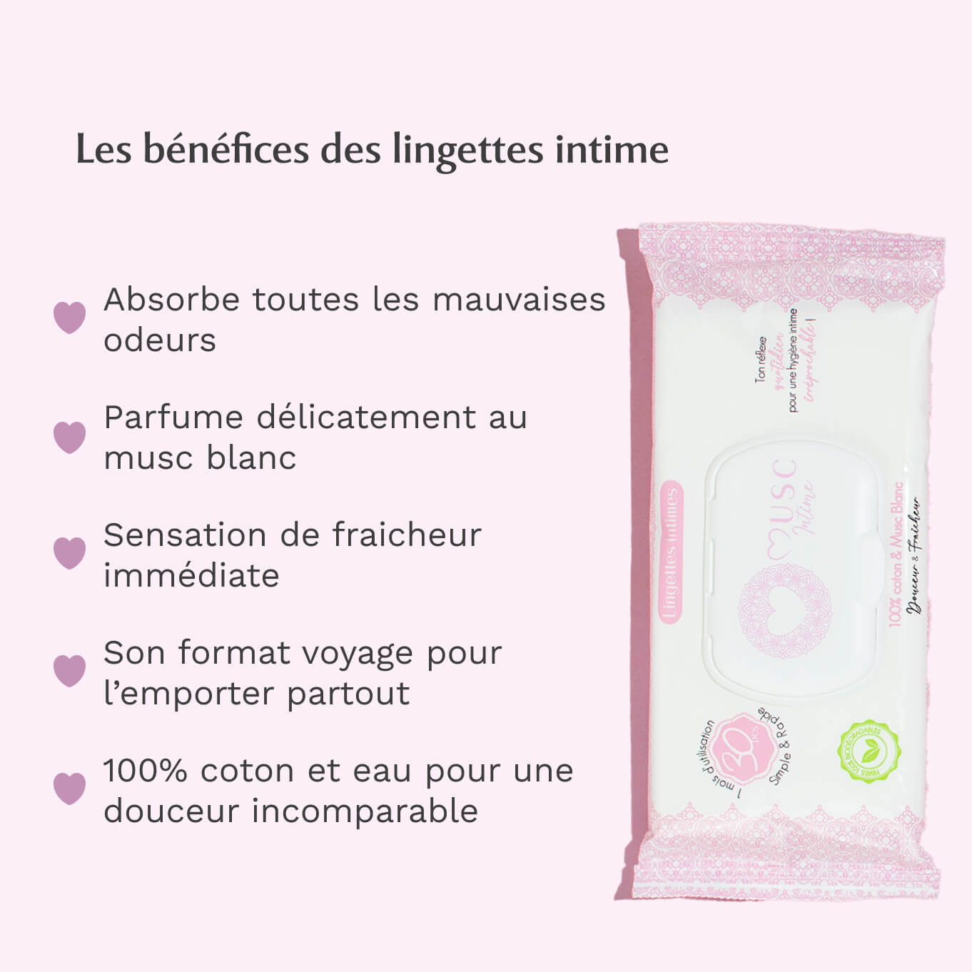 Lingettes toilette Intime au Musc Blanc x120 - lot de 4