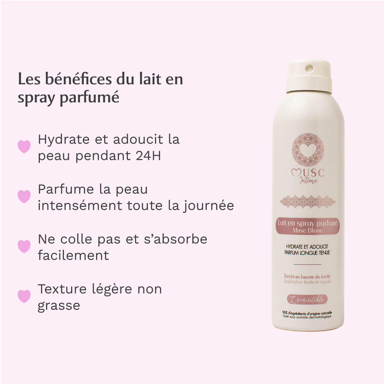 Lait en spray parfumé au Musc Blanc - l'Irrésistible