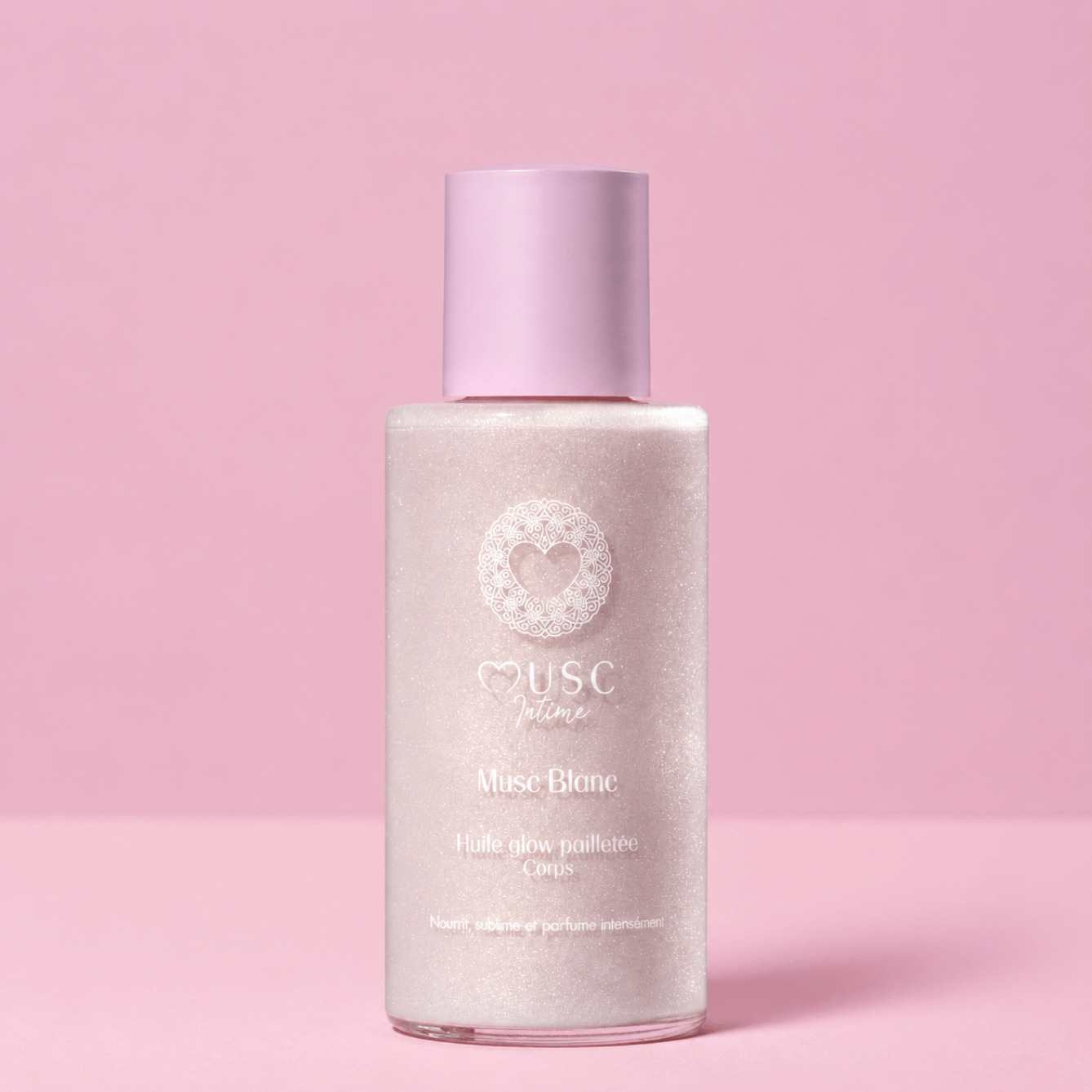 Huile Glow Pailletée Corps Musc Blanc