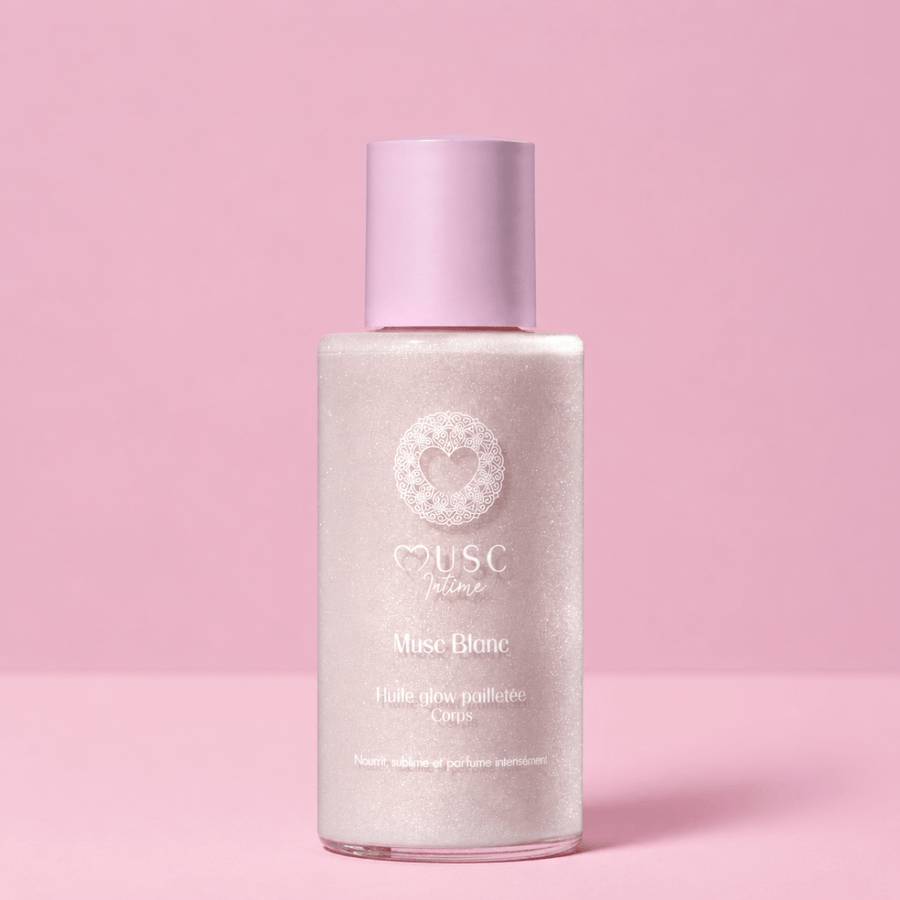Huile Glow Pailletée Corps Musc Blanc